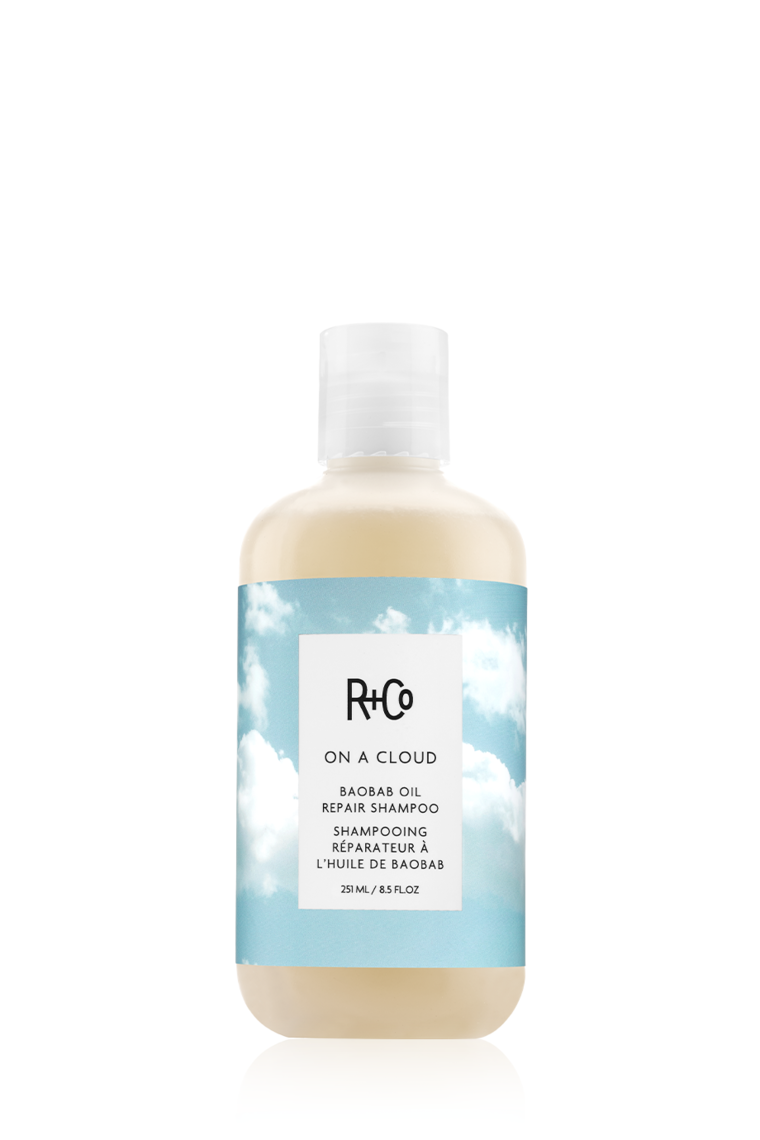 R+Co : ON A CLOUD BAOBAB OIL REPAIR SHAMPOO : <p>НА ОБЛАКЕ ШАМПУНЬ ДЛЯ ВОССТАНОВЛЕНИЯ ВОЛОС С МАСЛОМ БАОБАБА</p>

<p>Рай для твоих волос начинается НА ОБЛАКЕ. Шампунь, обогащённый маслами и протеинами баобаба, бережно очищает и интенсивно восстанавливает волосы после химических повреждений, повреждений от горячих инструментов, постоянных укладок и негативного воздействия факторов окружающей среды. Восстанавливающая формула воссоздаёт и укрепляет внутреннюю структуру, наполняет волосы влагой и питает их.</p>
